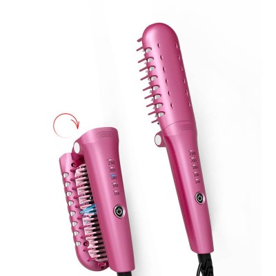 Hot LCD Digital Electric Folding Hair Straightener Comb Flat Iron Brush With No Harm